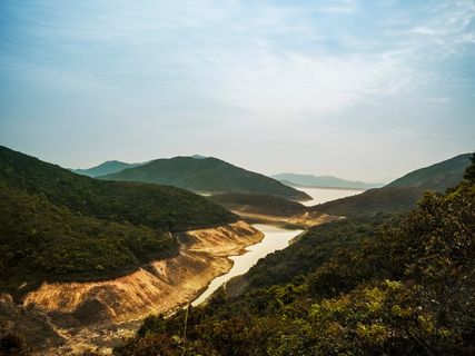 河流，丘陵，多云，天空，山脉，摄影，湖泊，水
