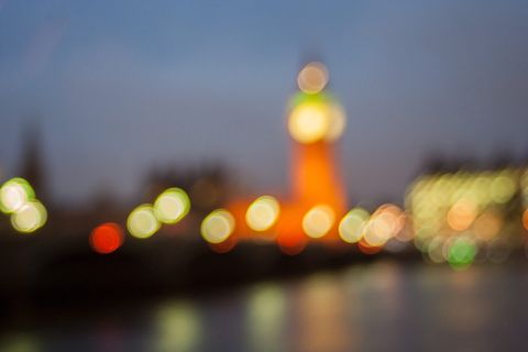 伦敦, 英国, 大本钟, 照明, 架构, 城市, 夜, 散焦