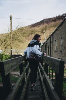 英国，赫伯登桥，跟，后面，后面，前面，女人，女孩