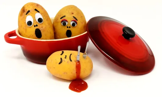 土豆, 番茄酱, 谋杀, 血, 锅, 搞笑, 乐趣, 刀