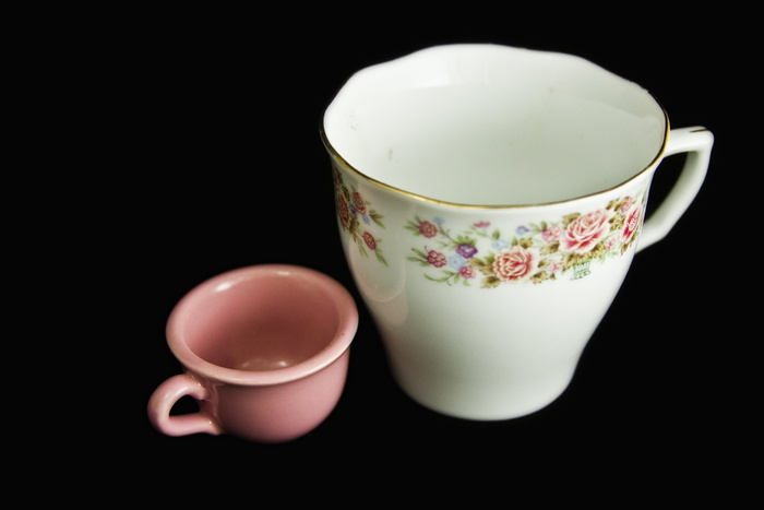 茶杯，杯子，玫瑰，微型，瓷器，瓷器，粉色，白色