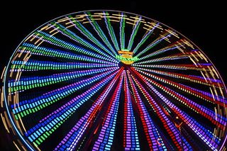 延时照片, 摩天轮, 车轮, 五彩, LED, 灯, 摩天轮, 公平
