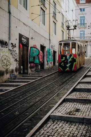 葡萄牙里斯本市中心的格洛里亚缆车