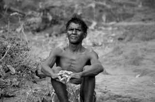 部落，农村，印度，赤膊上阵，一个人，土地，肖像，看着相机