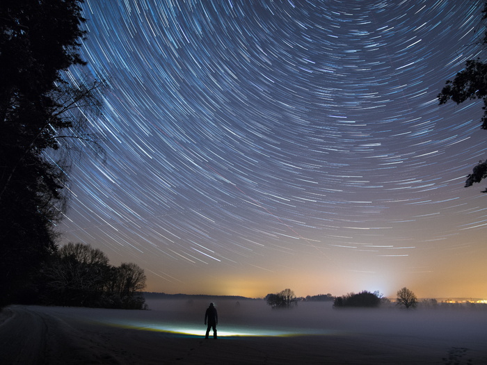 延时摄影，星星，冬天，星星，夜晚，光，天空，星空