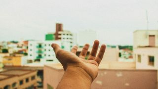 左侧人类手掌，选择性，聚焦照片，左侧，人类，手掌，手，建筑群