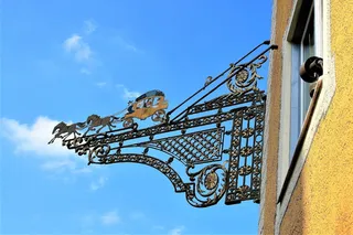 招牌，旧，金属，电子邮件，正面，房子，广告，天空