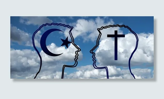 素描，二，人，头，云，天空，伊斯兰教，基督教