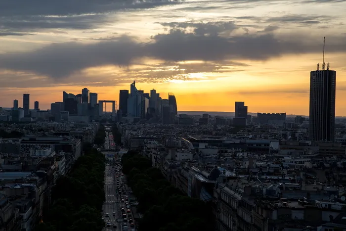 巴黎，傍晚，日落，天空，日落天空，剪影，建筑，建筑外观