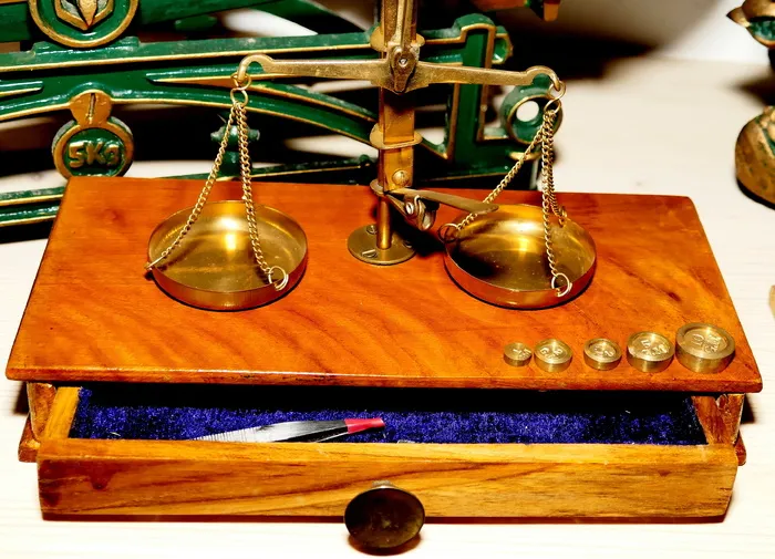 旧秤，水平，称重，旧，称重，测量，平底锅，木材-材料