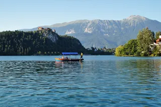 布莱德湖，布莱德斯克城堡，布莱德，斯洛文尼亚，城堡，全景，山湖，朱利安阿尔卑斯山