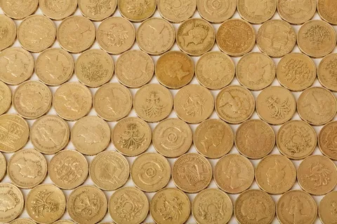 圆形金色硬币，商业，现金，硬币，概念，信用，现金，硬币，货币