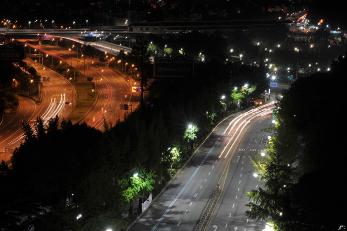 夜路、路灯、道路、奥林匹克大道、贤忠野、交通、照明、城市