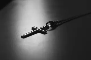 十字架、银色、吊坠、项链、项链、黑白、浅色、深色