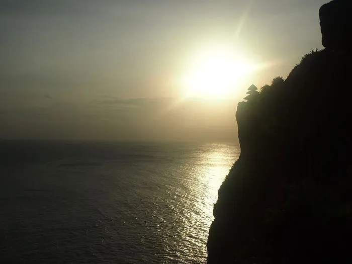 日落，克里夫，巴厘岛，风景，水，寺庙，亚洲，印度尼西亚