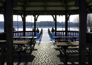 桥、凉亭、度假、放松、心安、水、海、天