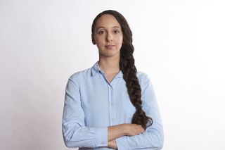 女人，穿着，蓝色，衬衫，自信，成功，女孩，事业