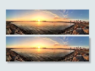 日落, 水, 使命湾, 加利福尼亚州, 圣地亚哥, 全景, 天空, 海