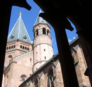 窗饰视图、塔楼、dom、美因茨、建筑、已建结构、低角度视图、建筑外部