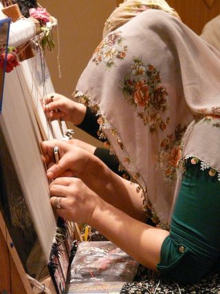 teppichknuepferin，手工，地毯，编织，女人，工作，工艺，线