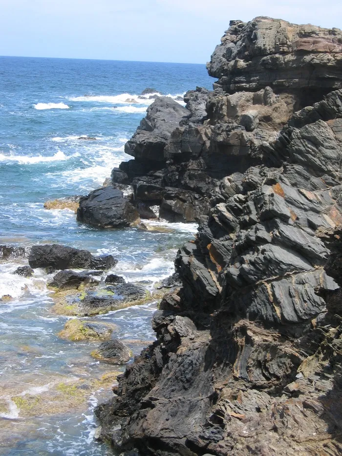 岩石，板岩，海，石头，海岸，岩石-物体，固体，水