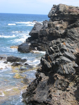 岩石，板岩，海，石头，海岸，岩石-物体，固体，水