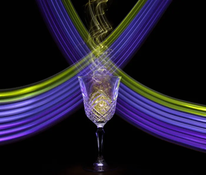 酒杯, 光, 紫色, 黄色, 烟, 光绘, 抽象, 背景