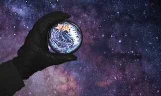 人，拿着，画着，石头，天空，宇宙，夜晚，天文学