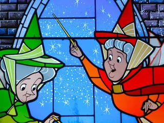 女人，抱着，魔杖，站着，墙，童话，迪斯尼乐园，迪斯尼