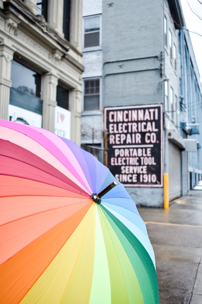 五彩伞，雨伞，雨篷，城市，城市，标志，帐篷，街道