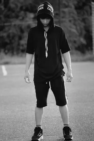 肖像，刚性，电缆，黑白，刚性电缆，运动，前视图，一人