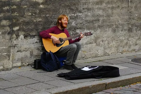 街道，男人，演奏，音乐家，艺术家，歌手，城市，音乐