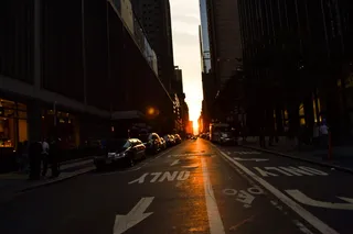 纽约、美国、曼哈顿、日落、街道、城市、建筑、建筑结构