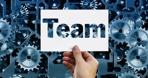 团队文本，团队，装备，装备，蓝色，手，保持，名片