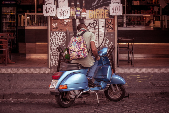 vespa，自行车，摩托车，汽车，城市，都市，街道，景观