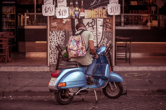 vespa，自行车，摩托车，汽车，城市，都市，街道，景观