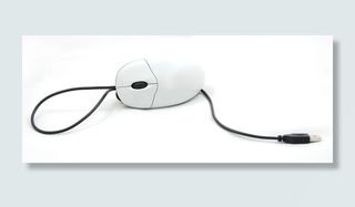 白色背景上的黑白线电脑鼠标