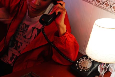 通信，电话，技术，固定电话，成人，使用电话，红色，手持