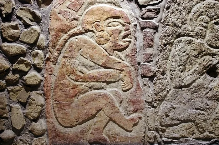 墨西哥，人类学博物馆，低浮雕，疼痛，护理，艺术和工艺，表现，人类表现