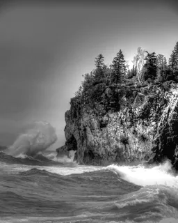 海岸、波浪、撞击、悬崖、悬崖、岩石、海岸线、狂暴