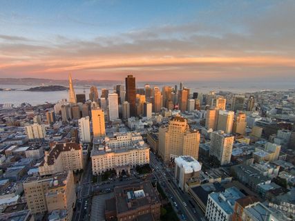 城市、身体、水、旧金山、天际线、建筑、无人机、旧金山天际线