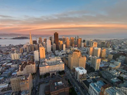 城市、身体、水、旧金山、天际线、建筑、无人机、旧金山天际线