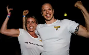 男人，女人，穿着，白色，衬衫，旁边，情侣，合身