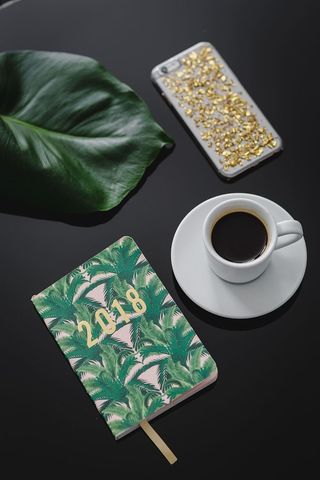 2018年日历议程黑表顶视图