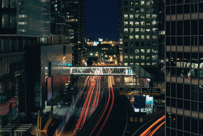 延时照片、城市、夜晚、建筑、城市、建筑、灯光、交通