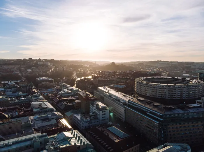 瑞典，nordstaden，norra hamngatan 8，天空，城市，日落，天堂，空中