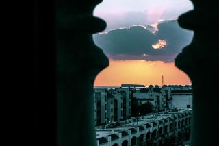 地中海上埃及北部日出的美丽景色