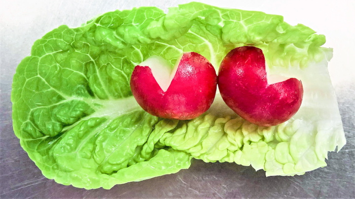 沙拉, 萝卜, 生食, 蔬菜, 绿色沙拉叶, 红萝卜, 心形, 脆