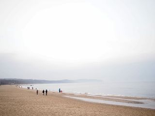 海滩，棕色，灰色，沙子，海，海岸，白色，人