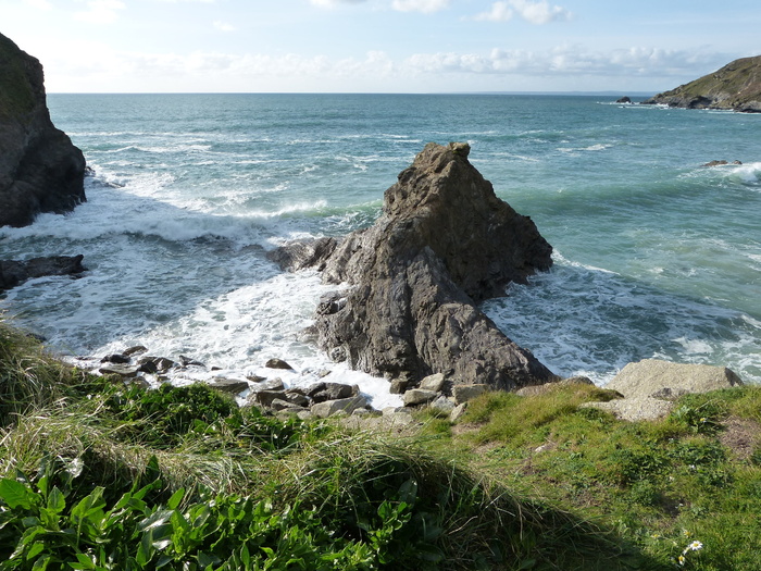 岩石，海岸线，康沃尔，海，波浪，海岸，高潮，低潮
